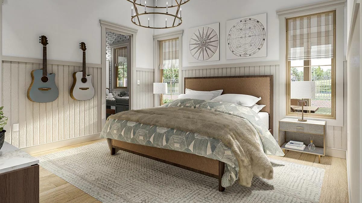 3-Bedroom Barndominium House Plan with Massive Wrap-Around Porch & Garage (2,113 Sq. Ft. Floor Plan) 7 the master suite sits alone on the right 1