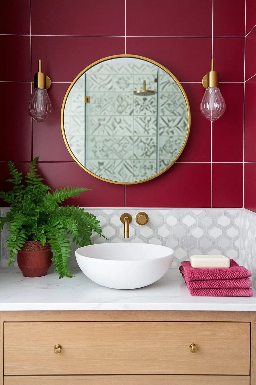 Burgundy Bathroom Ideas, Sorted by How Much Nerve You Have 13 the pairings that decide whether it works 1
