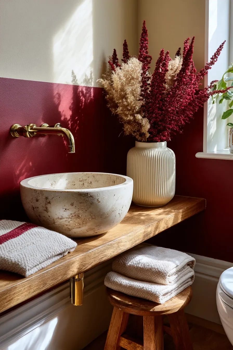 Burgundy Bathroom Ideas, Sorted by How Much Nerve You Have 10 the pairings that decide whether it works 1