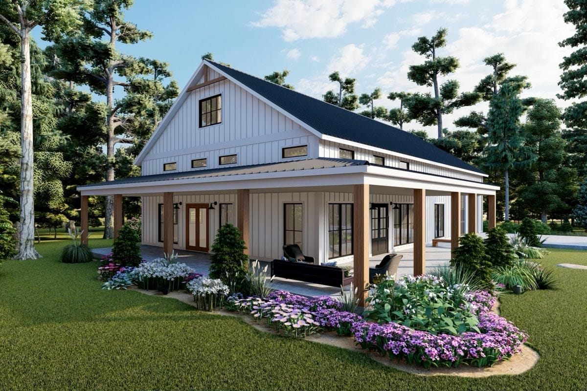 the porch runs 12 feet deep down two sides of the house 1