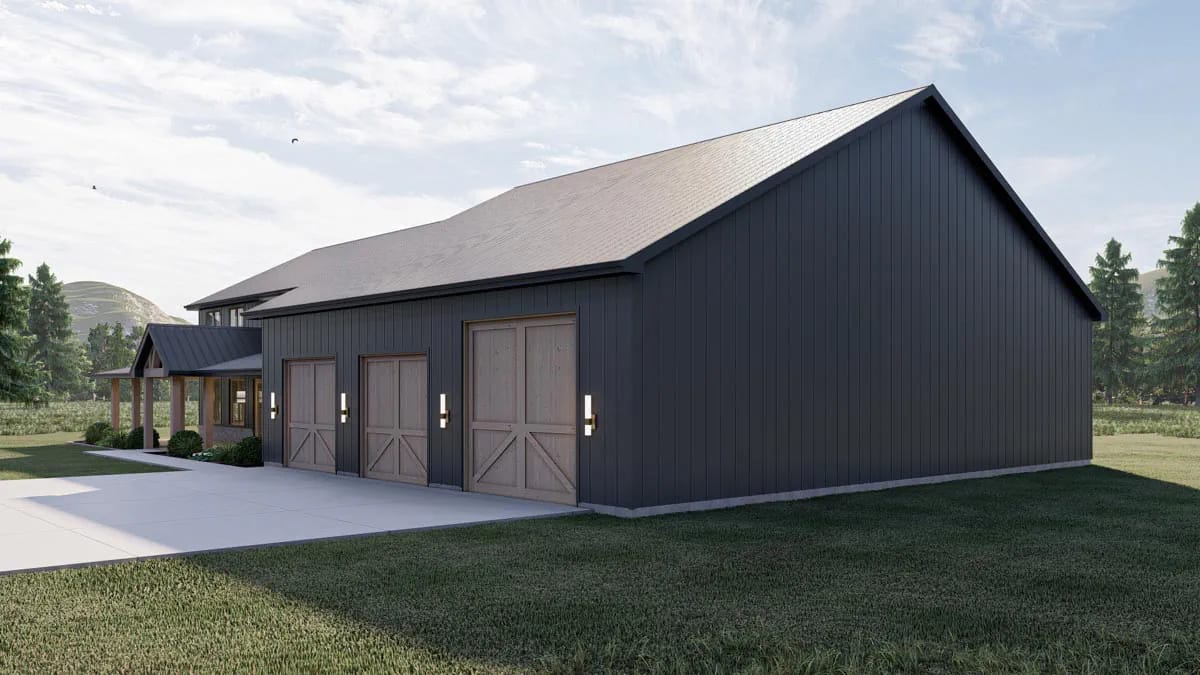 the rv garage measures about 49 by 59 feet behind three wood doors 1
