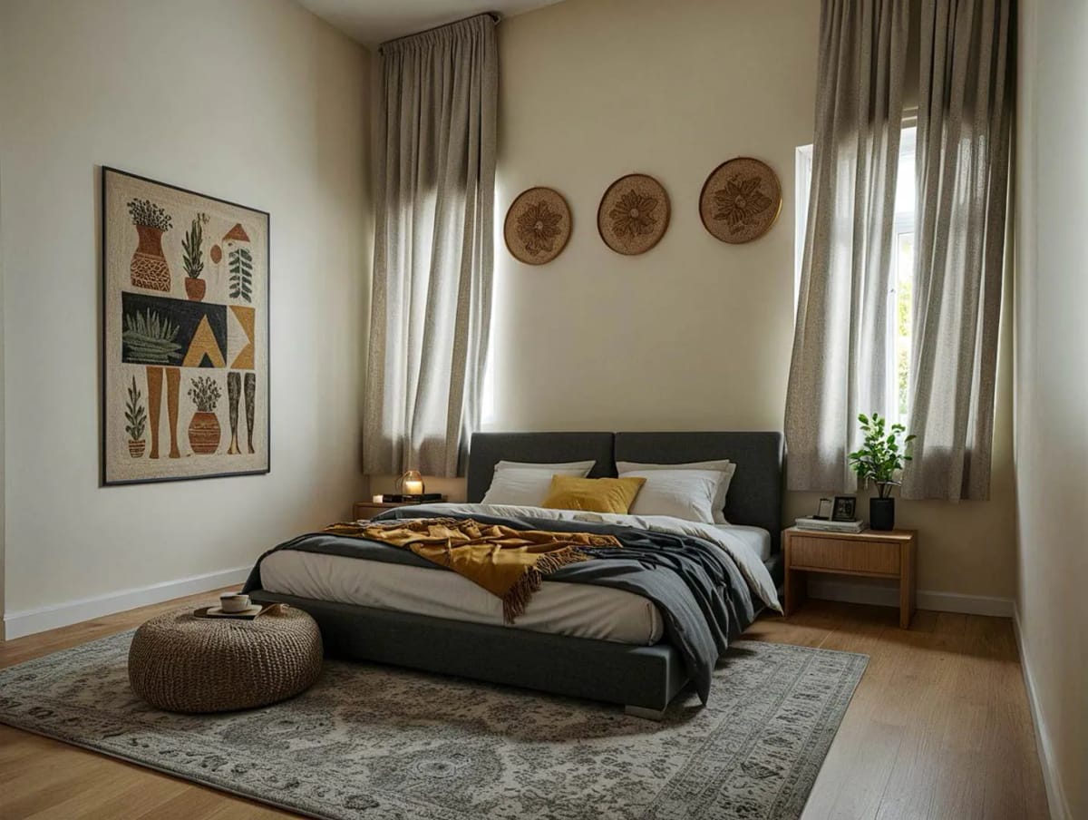 three bedrooms clustered down one end, and only the primary is generous 1
