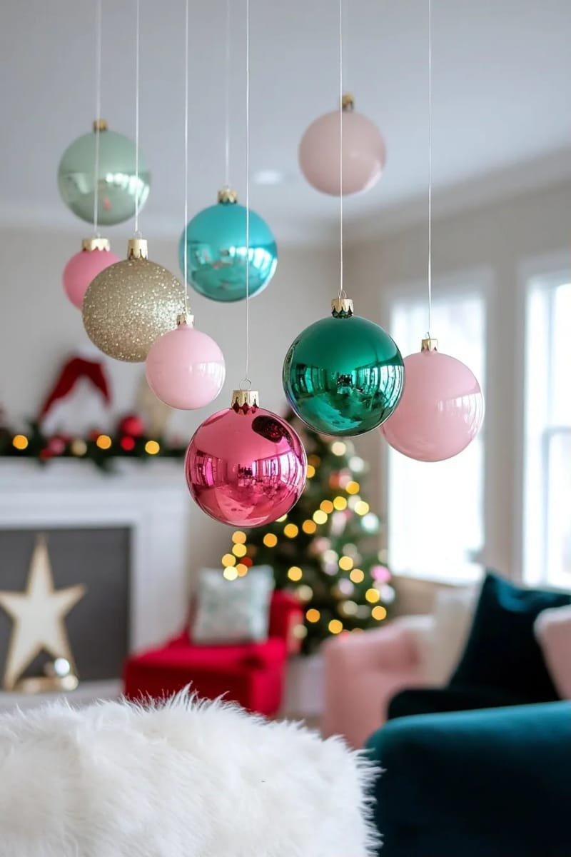 12 Whimsical Christmas Decor Ideas to Run Through the Whole House 10 treat the ceiling as the fifth wall of your christmas 9