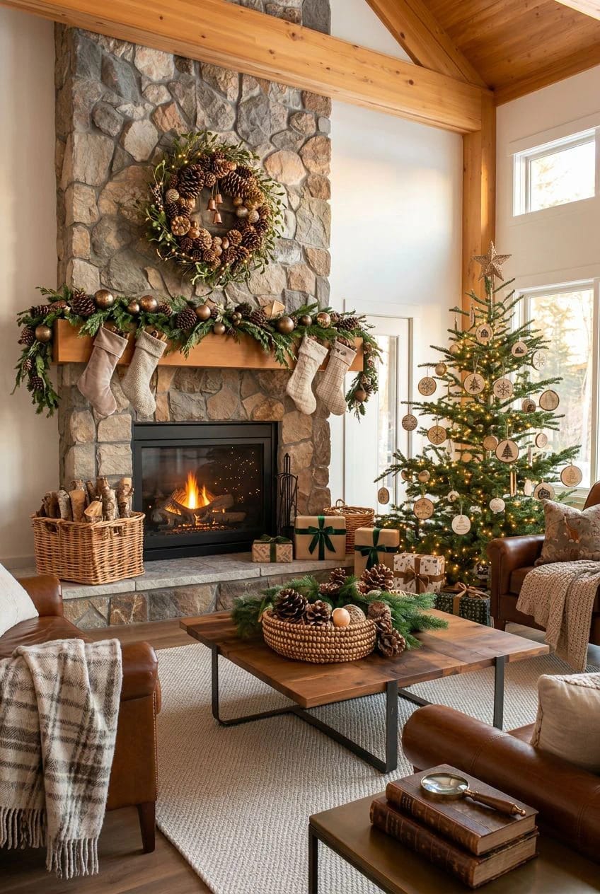 trim the tree with wood-slice ornaments and leave the branches open 1