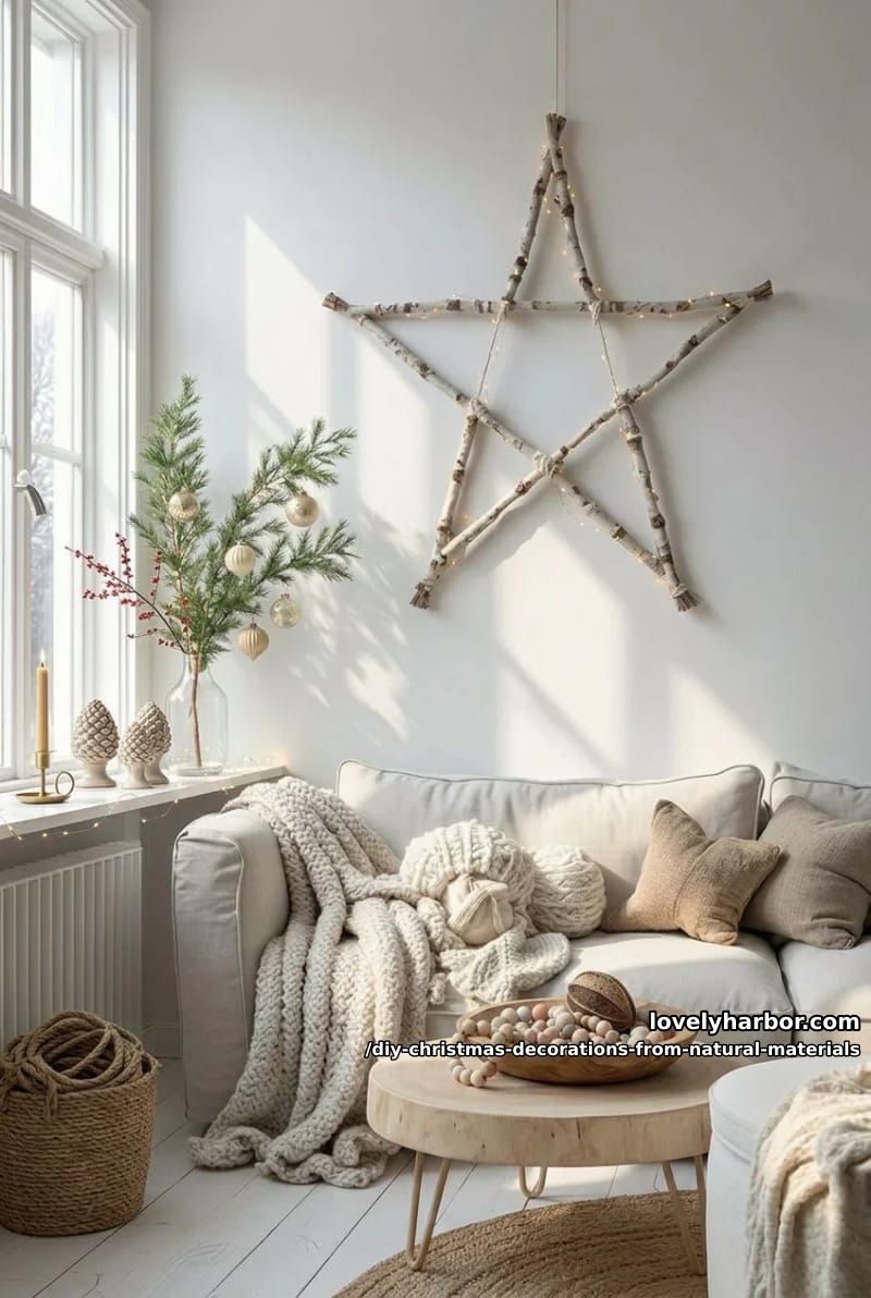 twig and yarn stars for a scandinavian tree 1