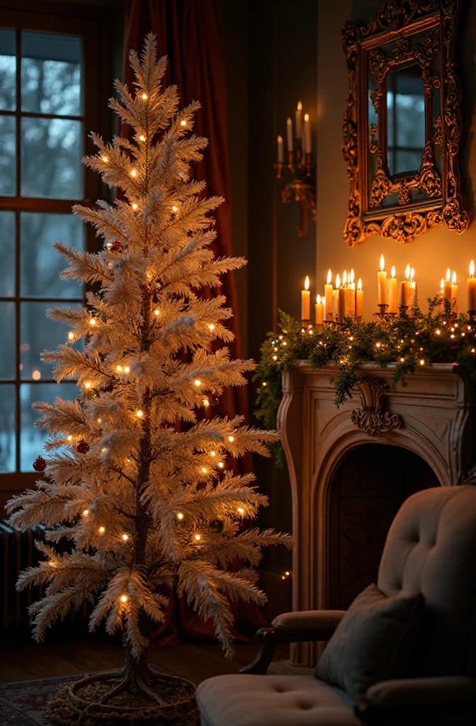 Vintage and Victorian Christmas Decorating: 11 Ideas for a Faded, Heirloom Holiday 14 warm candle glow does more than any string of white leds 1