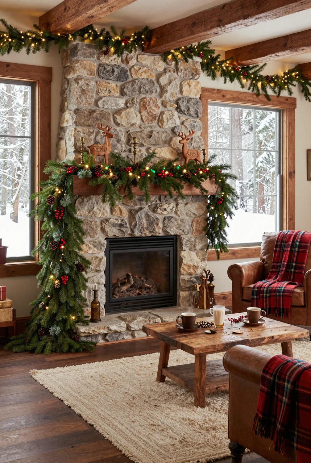 weight the mantel garland to one end and let it fall long 1