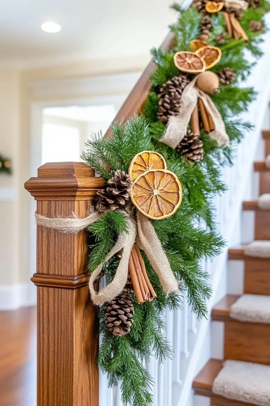 wire in dried orange slices, cinnamon, and pinecones for a garland you can smell 1