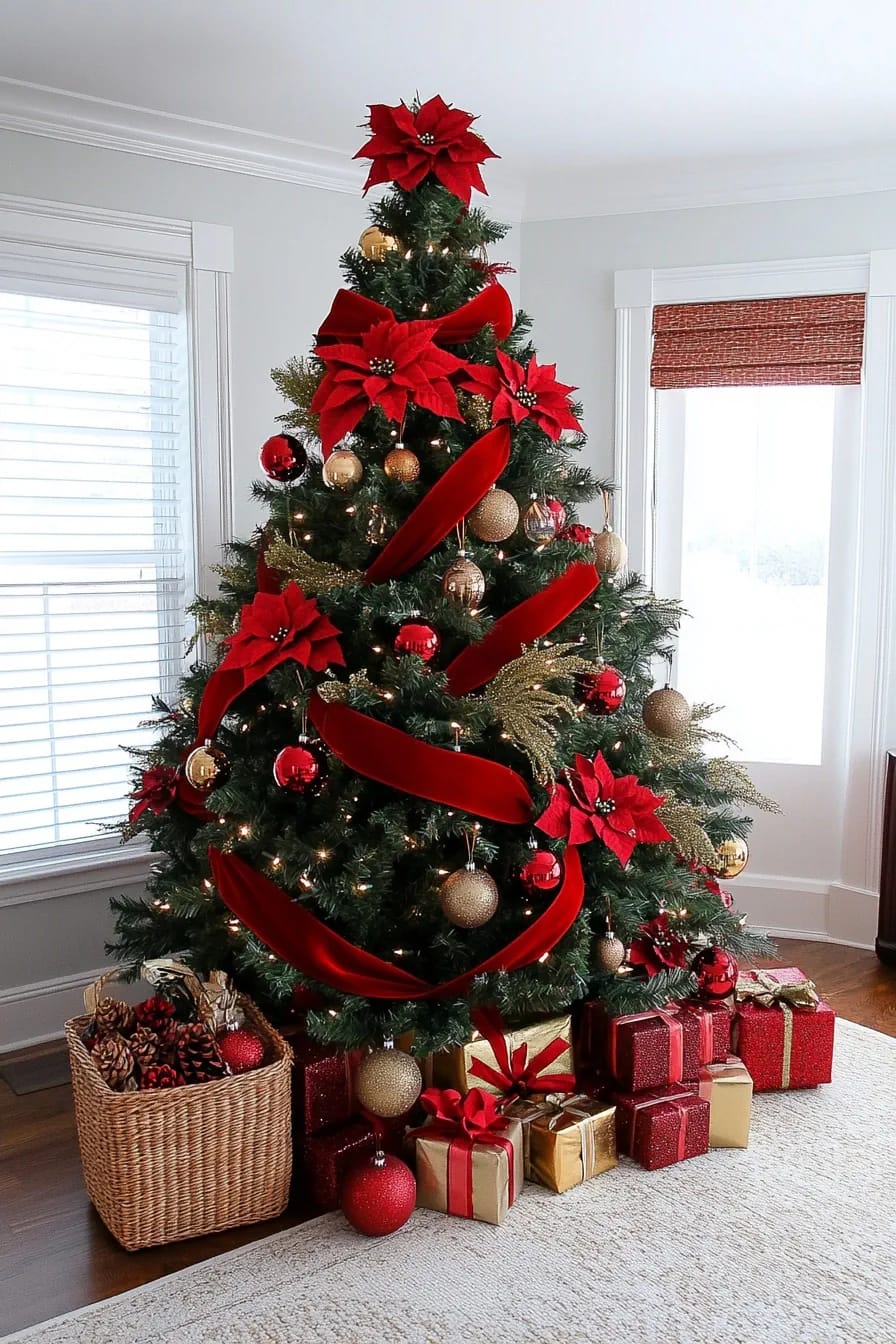 working the ribbon into the tree 1