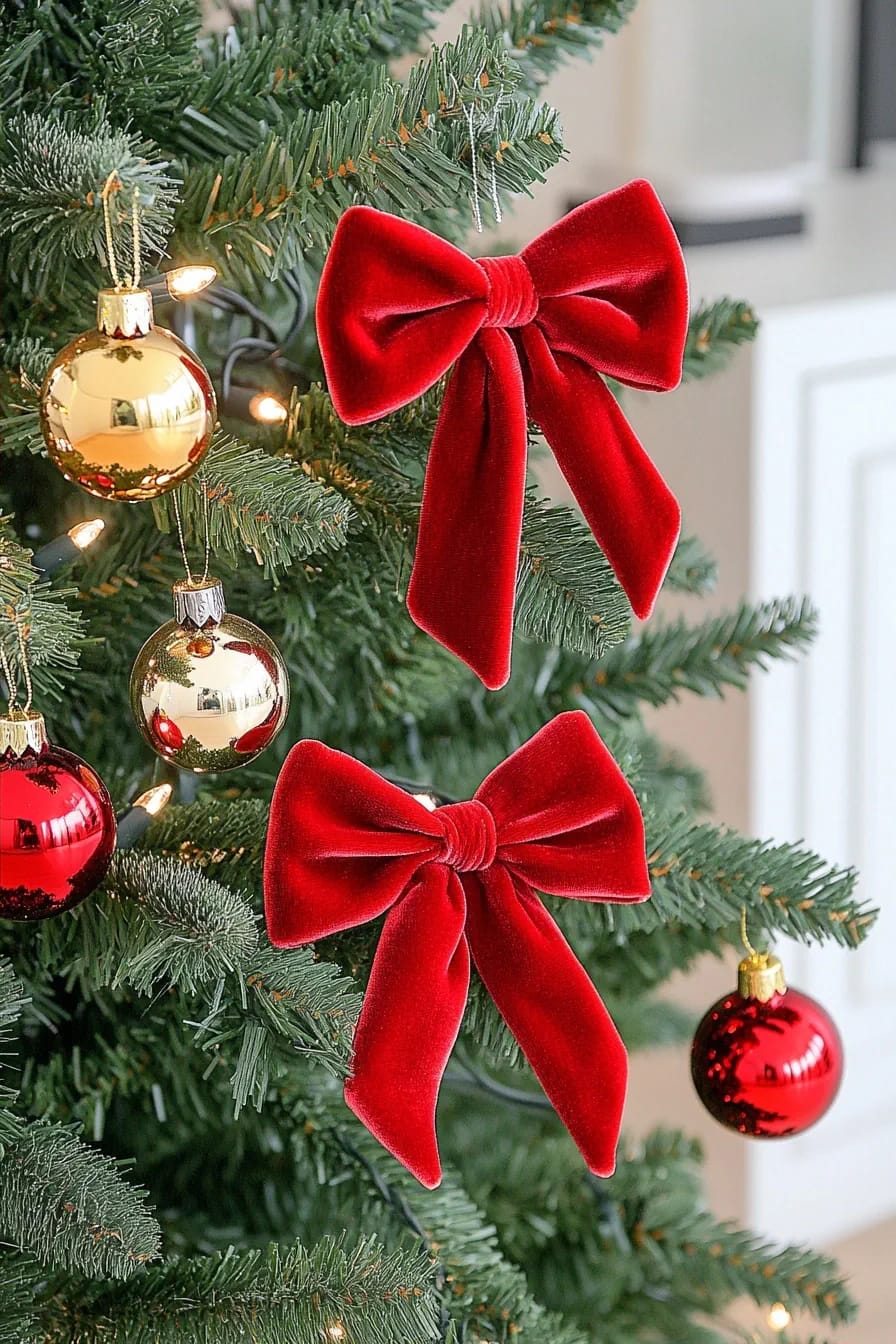 working the ribbon into the tree 1
