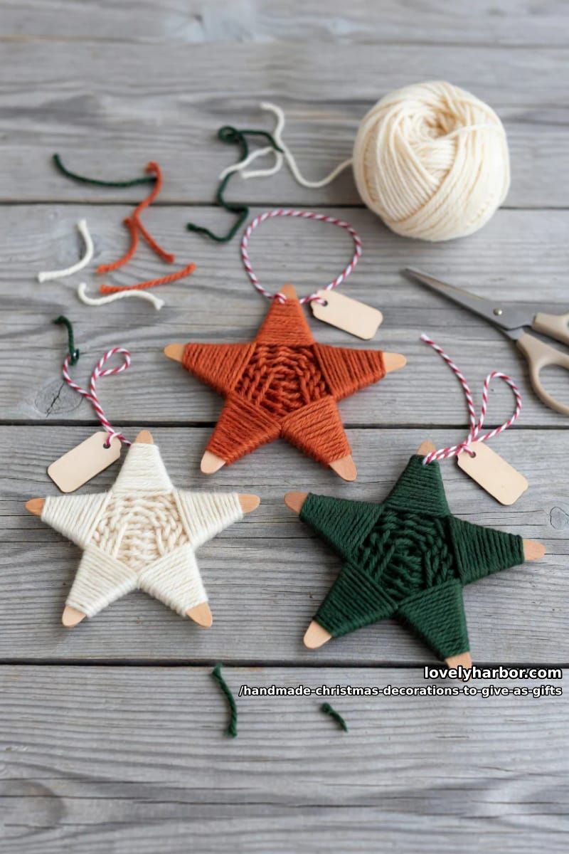 yarn-wrapped star ornaments 1