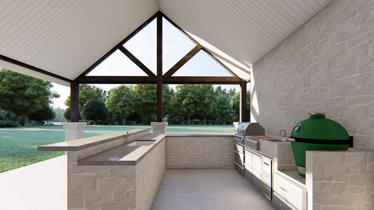1,079 square feet of rear porch, and the outdoor kitchen is built into stone 1