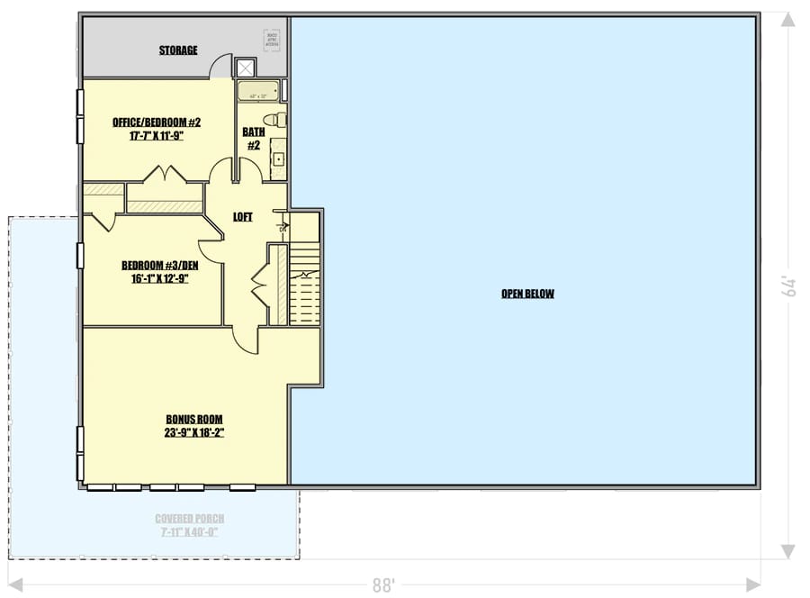 3 bed barndominium house plan with oversized garage 1