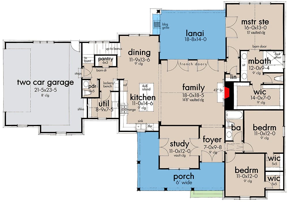 3-Bedroom New American Farmhouse House Plan with an L-Shaped Front Porch (1,988 Sq. Ft. Floor Plan) 2 3 bedroom new american farmhouse plan with front porch 1