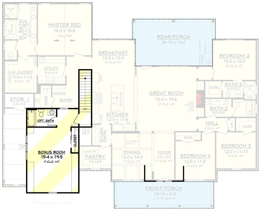 4-Bedroom Modern Farmhouse House Plan with a Bonus Room Over the Garage (2,742 Sq. Ft. Floor Plan) 3 4 bed modern farmhouse with bonus over garage 1
