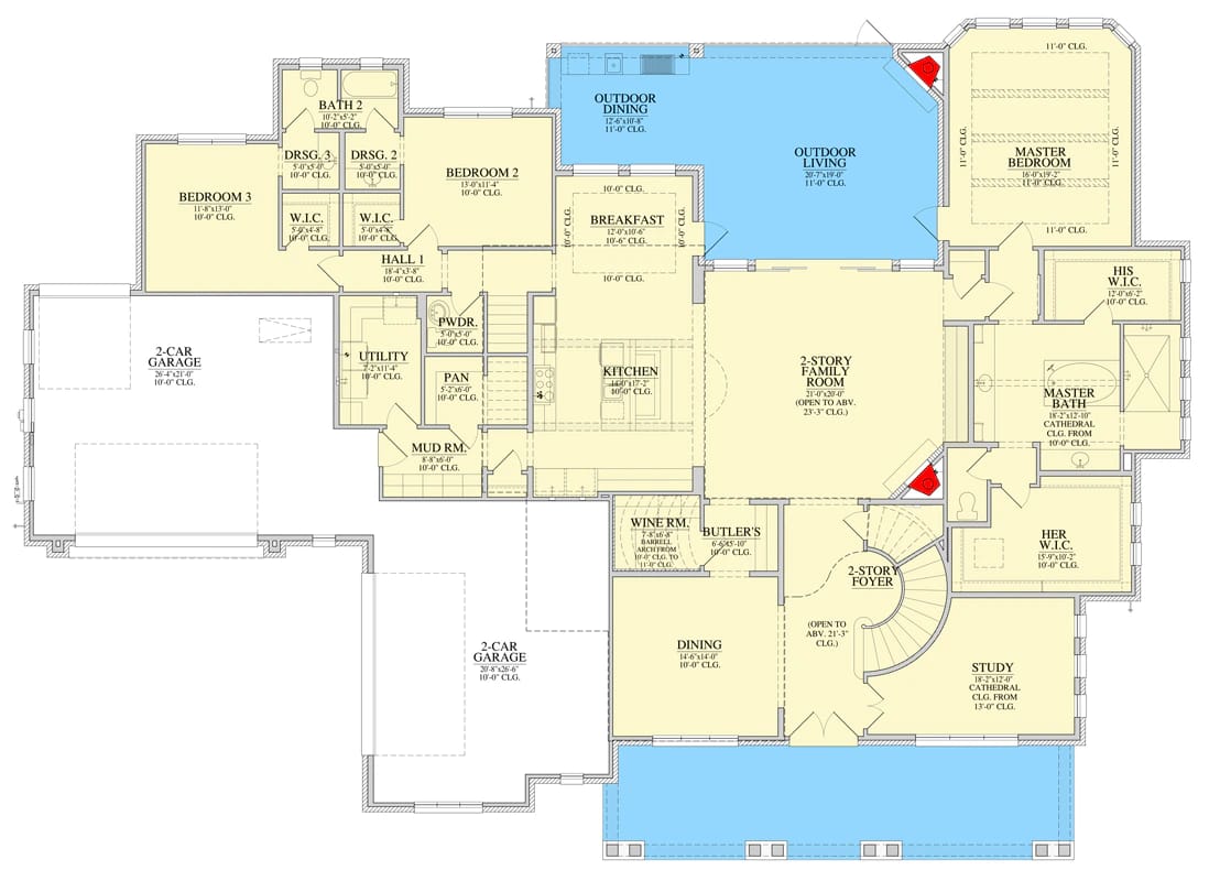 4 bedroom new american house plan with two story and great room 1