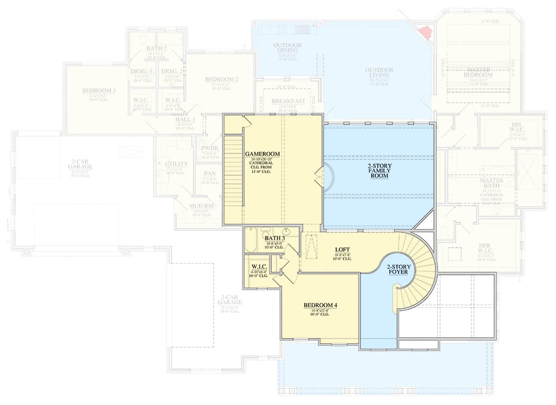 4 bedroom new american house plan with two story and great room 1
