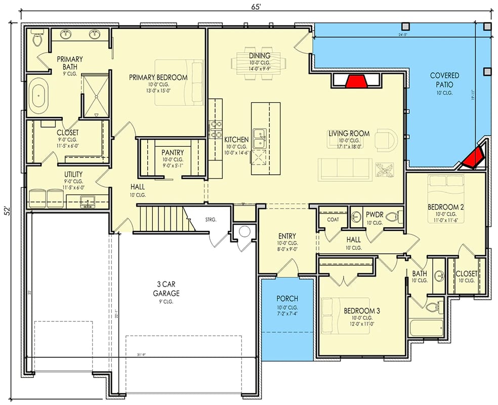 4 bedroom traditional farmhouse house plan with 3 car garage 1
