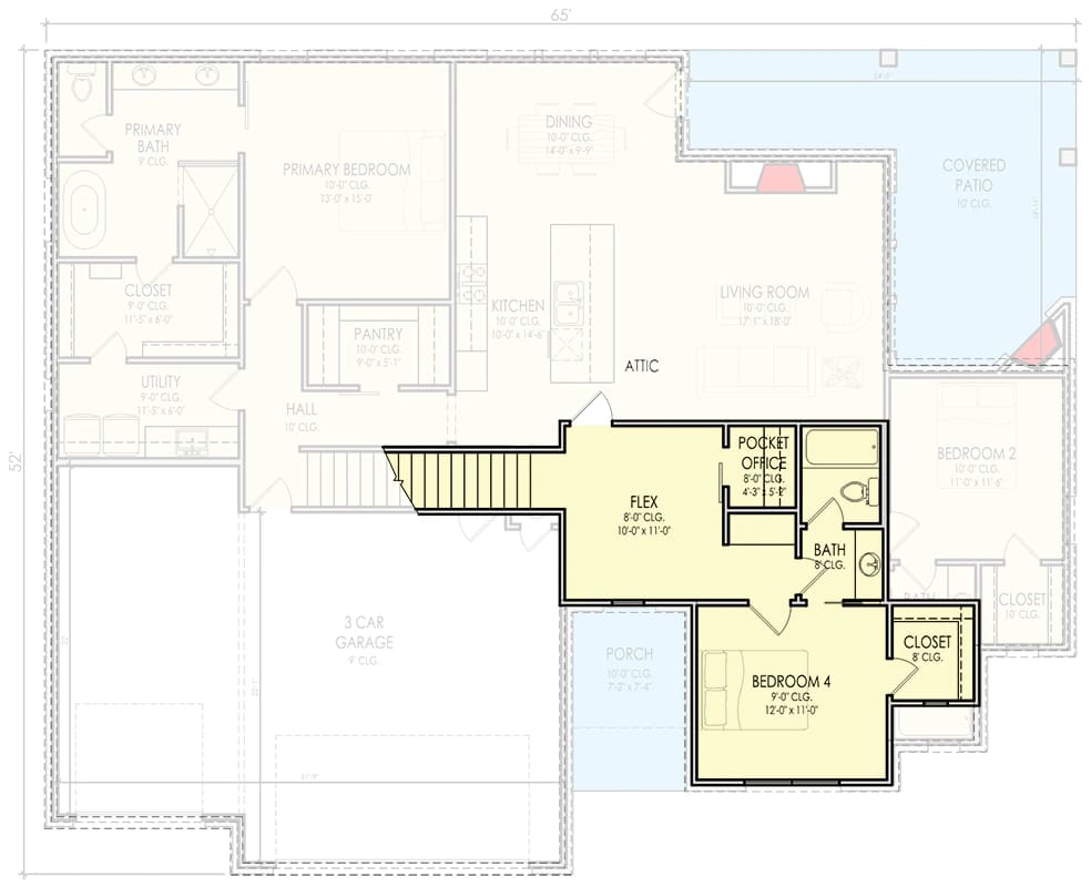 4 bedroom traditional farmhouse house plan with 3 car garage 1