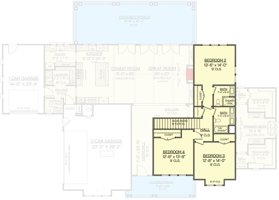 4 bedroom transitional farmhouse house plan 1