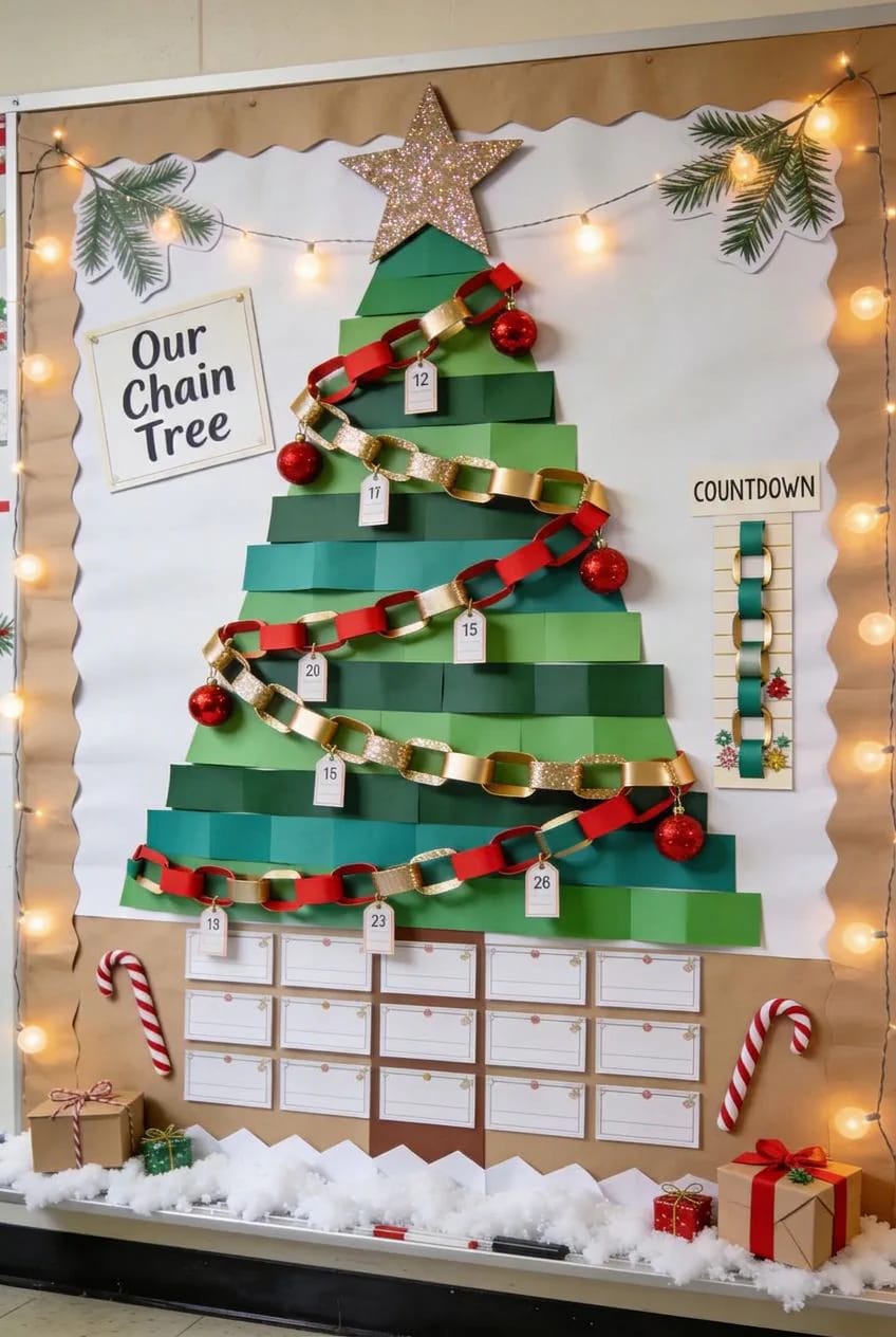 a paper chain christmas tree the class builds one link at a time 1