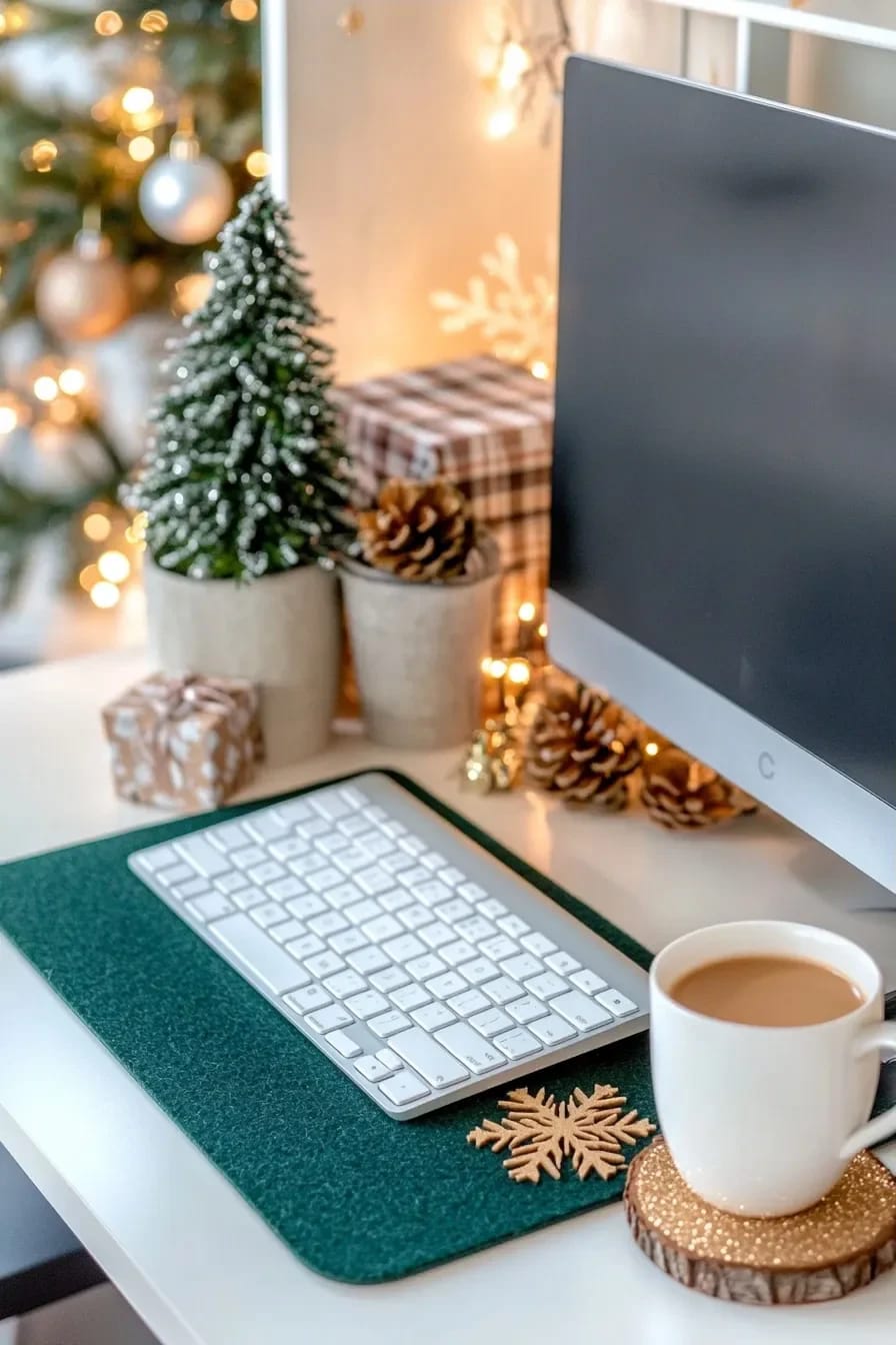a wool felt desk mat is the warmest christmas decor you can hide in plain sight 1