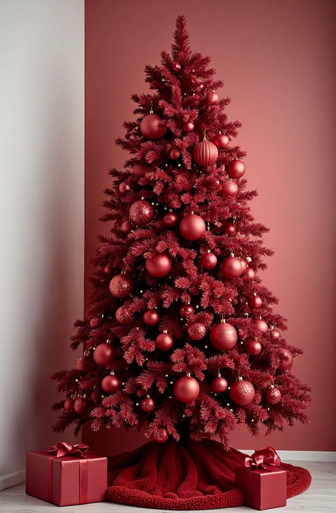 9 Monochrome Christmas Tree Themes for a Single-Color Tree That Still Looks Finished 10 all-red means one red: choose it against your wall color, not in the store 1