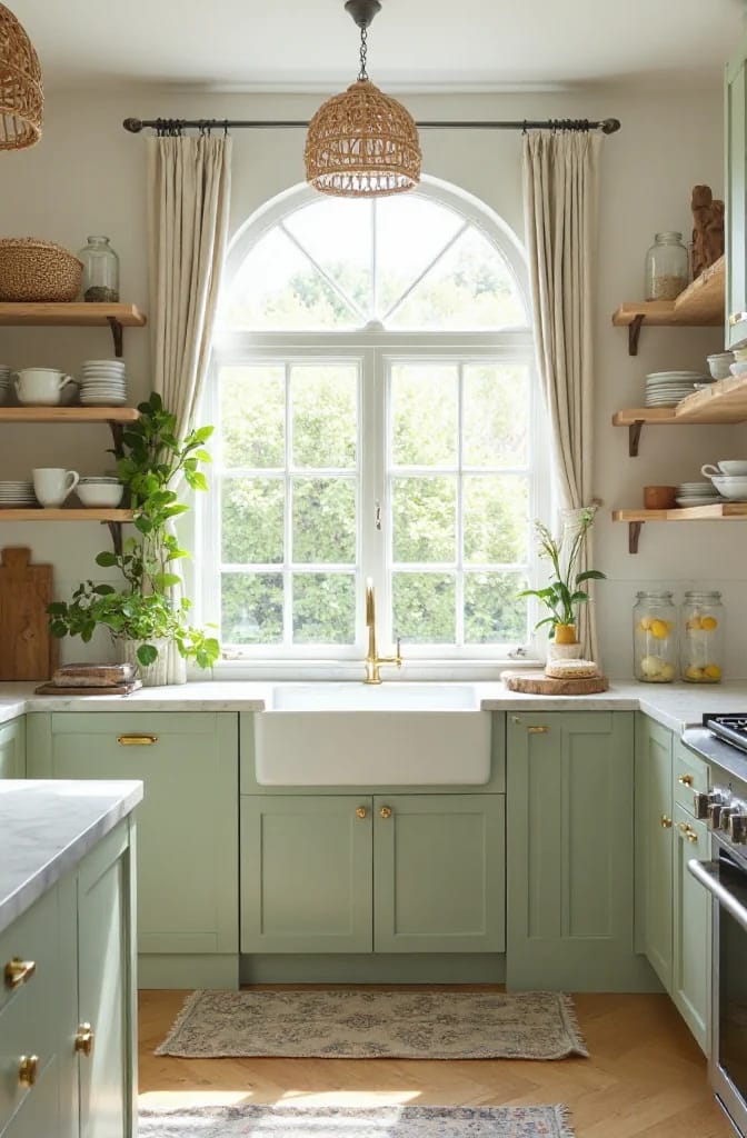 an arch over the sink window, or over the way in 1