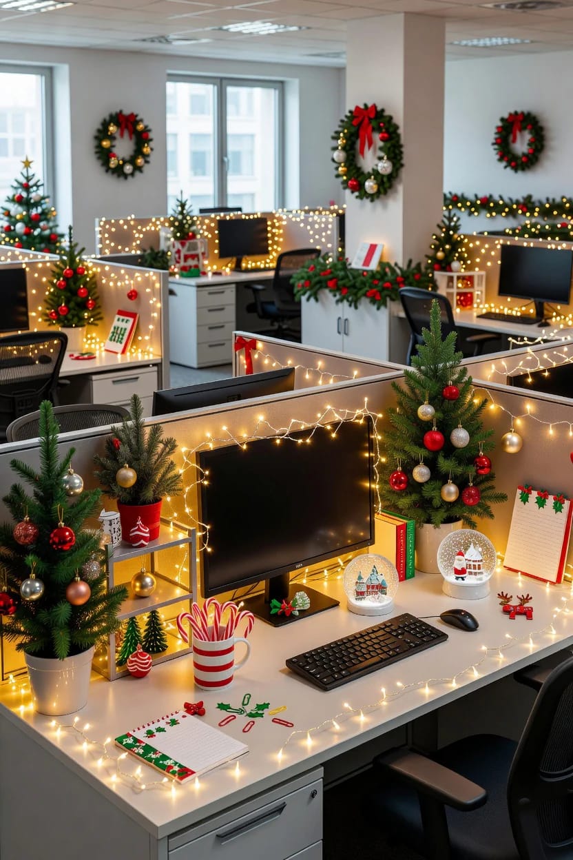 battery fairy lights are the only office christmas lighting that survives the week 1