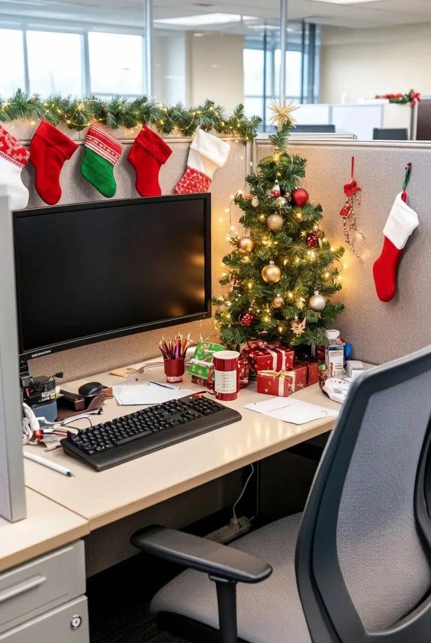 battery fairy lights are the only office christmas lighting that survives the week 1