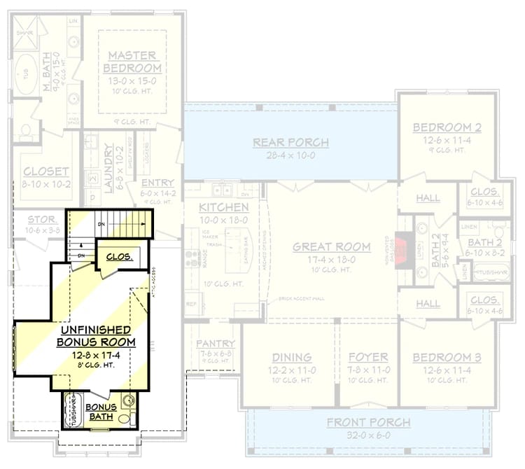 budget modern farmhouse plan with bonus room 1