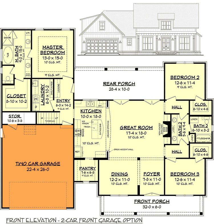 budget modern farmhouse plan with bonus room 1