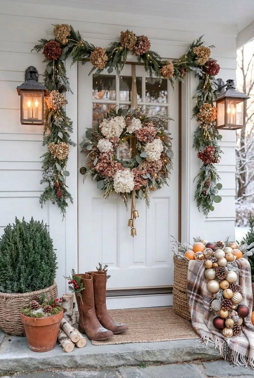 build the front door wreath on dried hydrangea, not fresh berries 1
