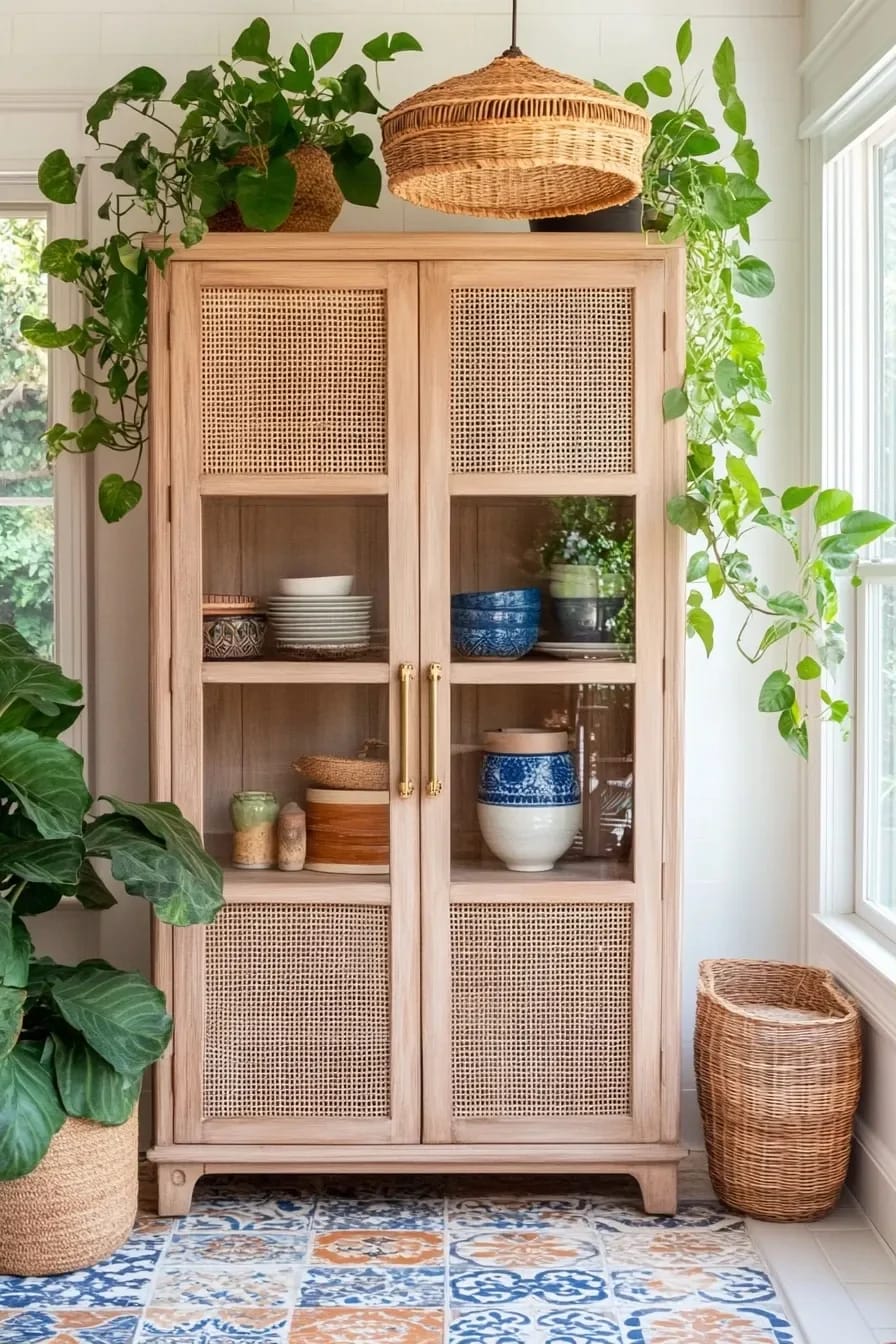 Boho Kitchen Ideas That Hold Up to Actual Cooking 17 buy a freestanding piece instead of another run of cabinetry 1