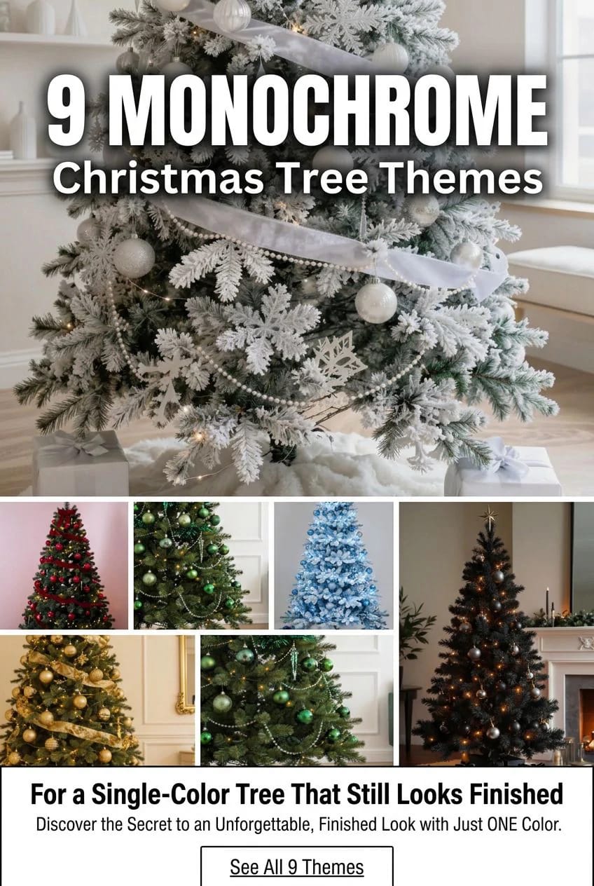 9 Monochrome Christmas Tree Themes for a Single-Color Tree That Still Looks Finished 2 christmas tree themes for a single-color monochrome tree 1