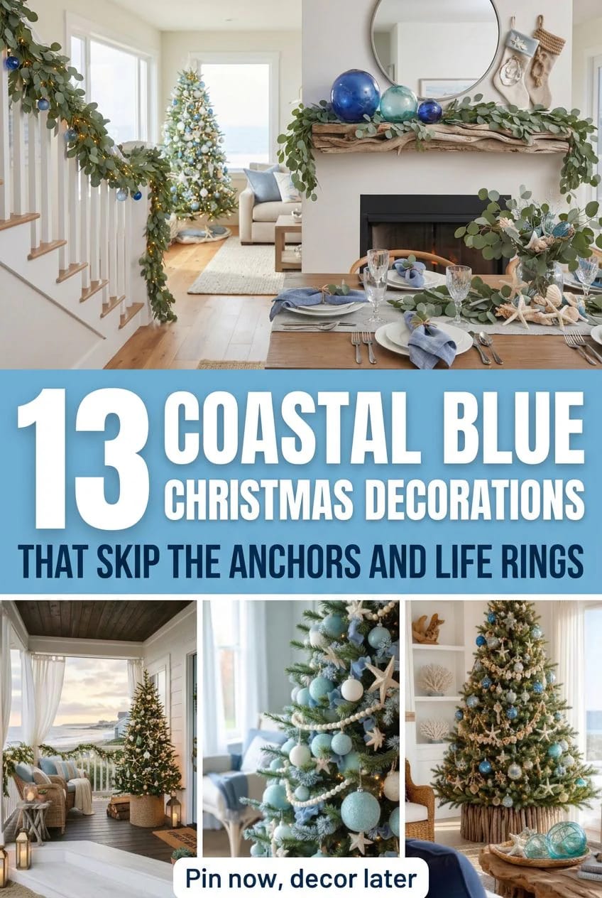 13 Coastal Blue Christmas Decorations That Skip the Anchors and Life Rings 2 coastal blue christmas decorations 1