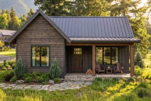 cozy two bedroom mountain cottage house plan with 6