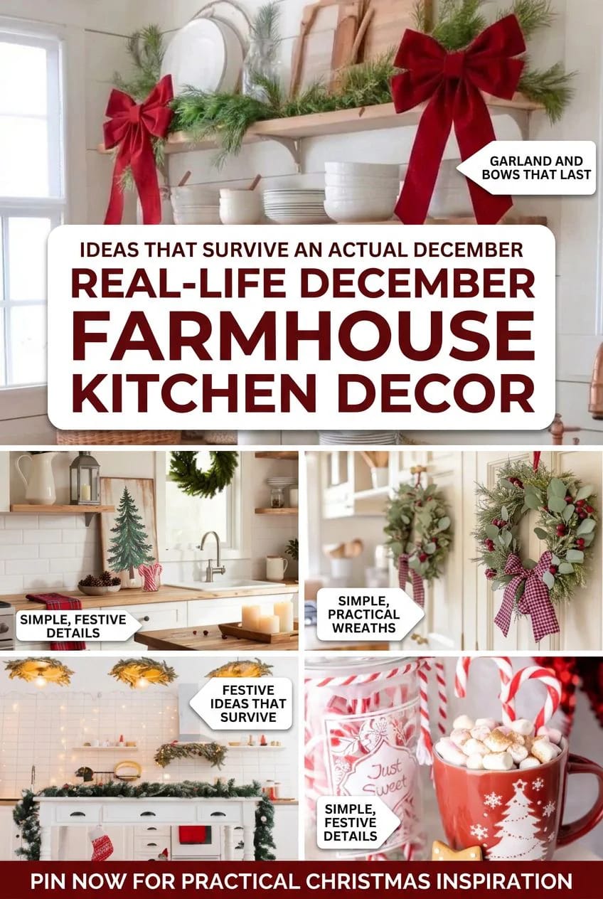 Farmhouse Christmas Kitchen Decor Ideas That Survive an Actual December 1 farmhouse christmas kitchen decor ideas 1