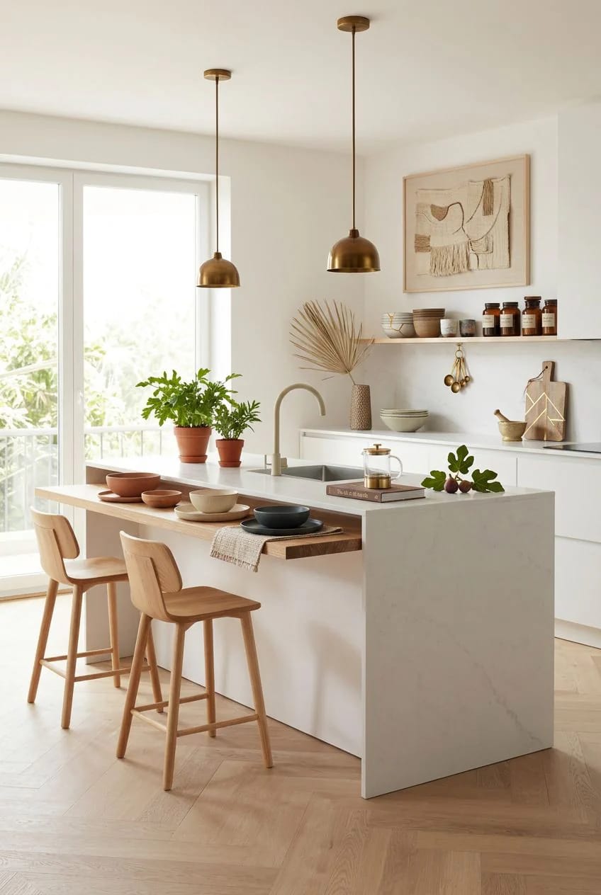 hide a pull-out table inside the island 1