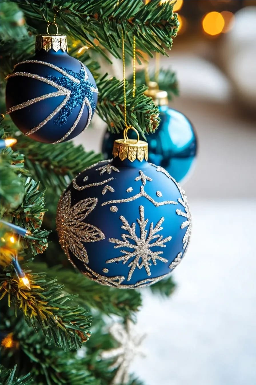 Icy Blue and White Winter Wonderland Christmas Decor Ideas That Skip the Glitter 6 keep the green tree and put the blue in the ornaments 1