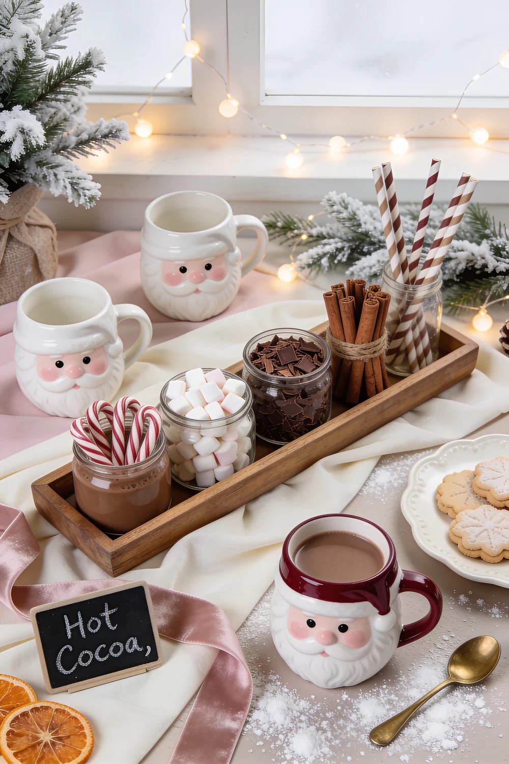 Christmas Hot Cocoa Bar Decor With Santa Mugs: 7 Setups That Stay Usable All December 6 let the santa mugs set the palette, because two reds is one too many 1