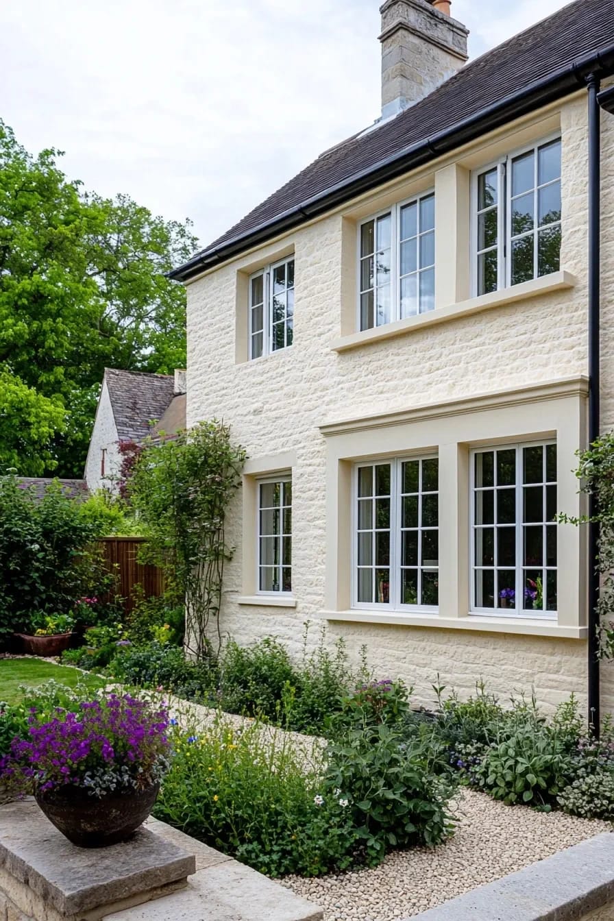 French Chateau Ideas That Read Authentic, Not Themed 5 limestone-coloured render beats stone veneer on a chateau facade 1