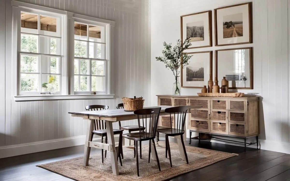 living and dining share one volume under a flat nine-foot ceiling 1