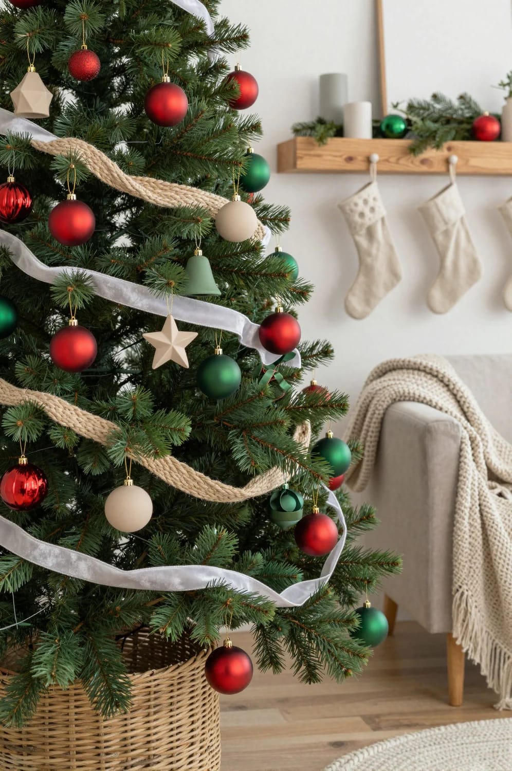 Modern Traditional Christmas Decor That Updates Red and Green 17 materials do more of the updating than color does 1