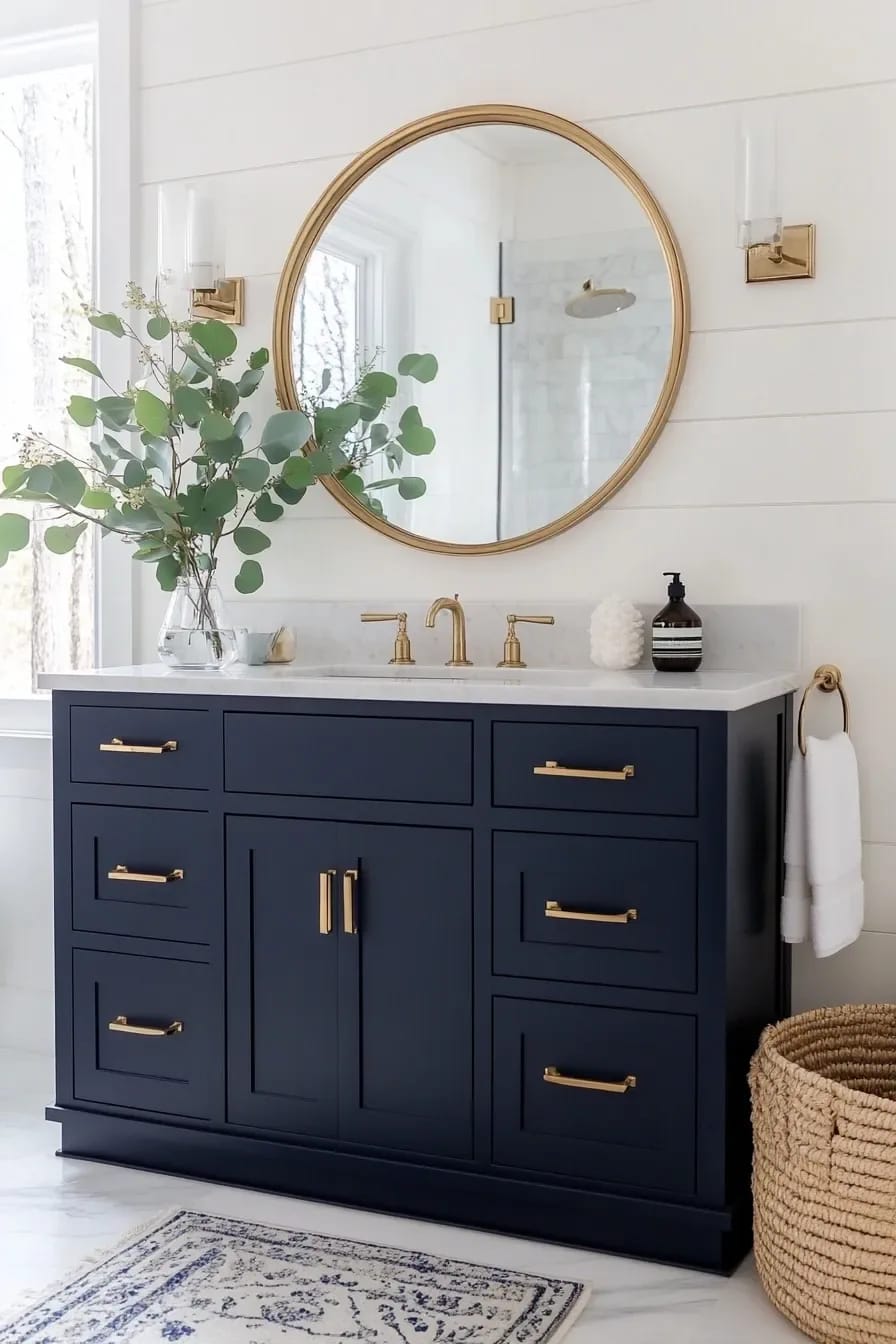 paint the vanity navy before you paint a single wall 1