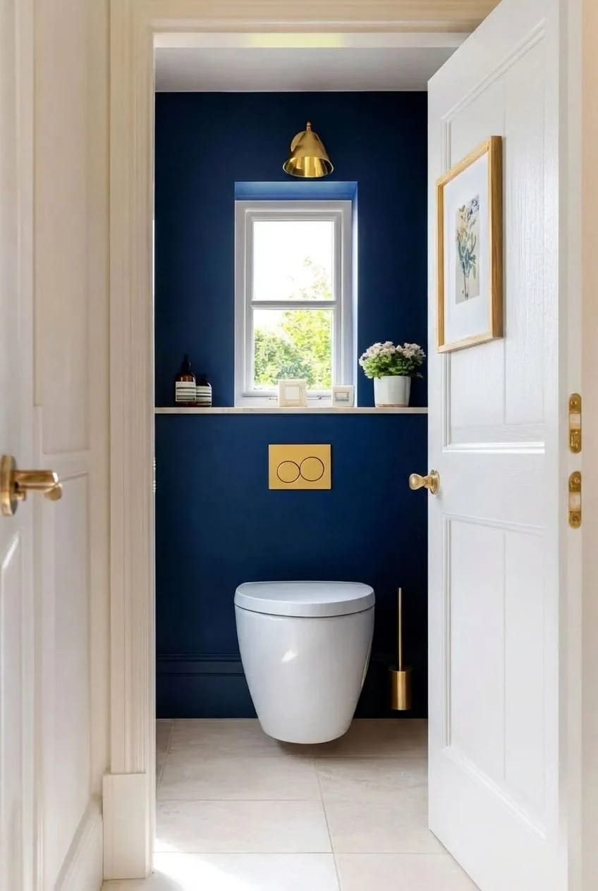 paint the water closet navy and let the rest of the bathroom stay light 1