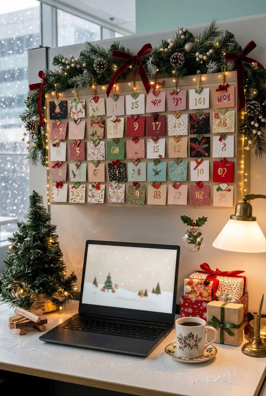 pin a 24-envelope advent grid where your eyes already go 1