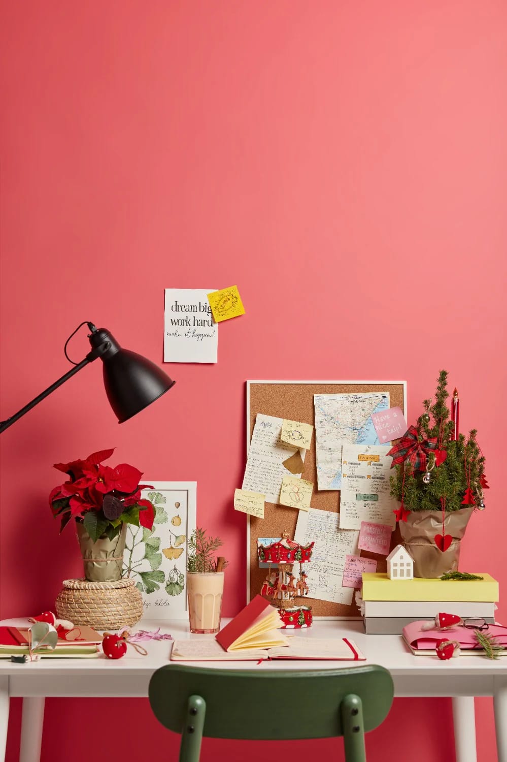pin a flat tree up the cubicle wall instead of buying a mini desk tree 1