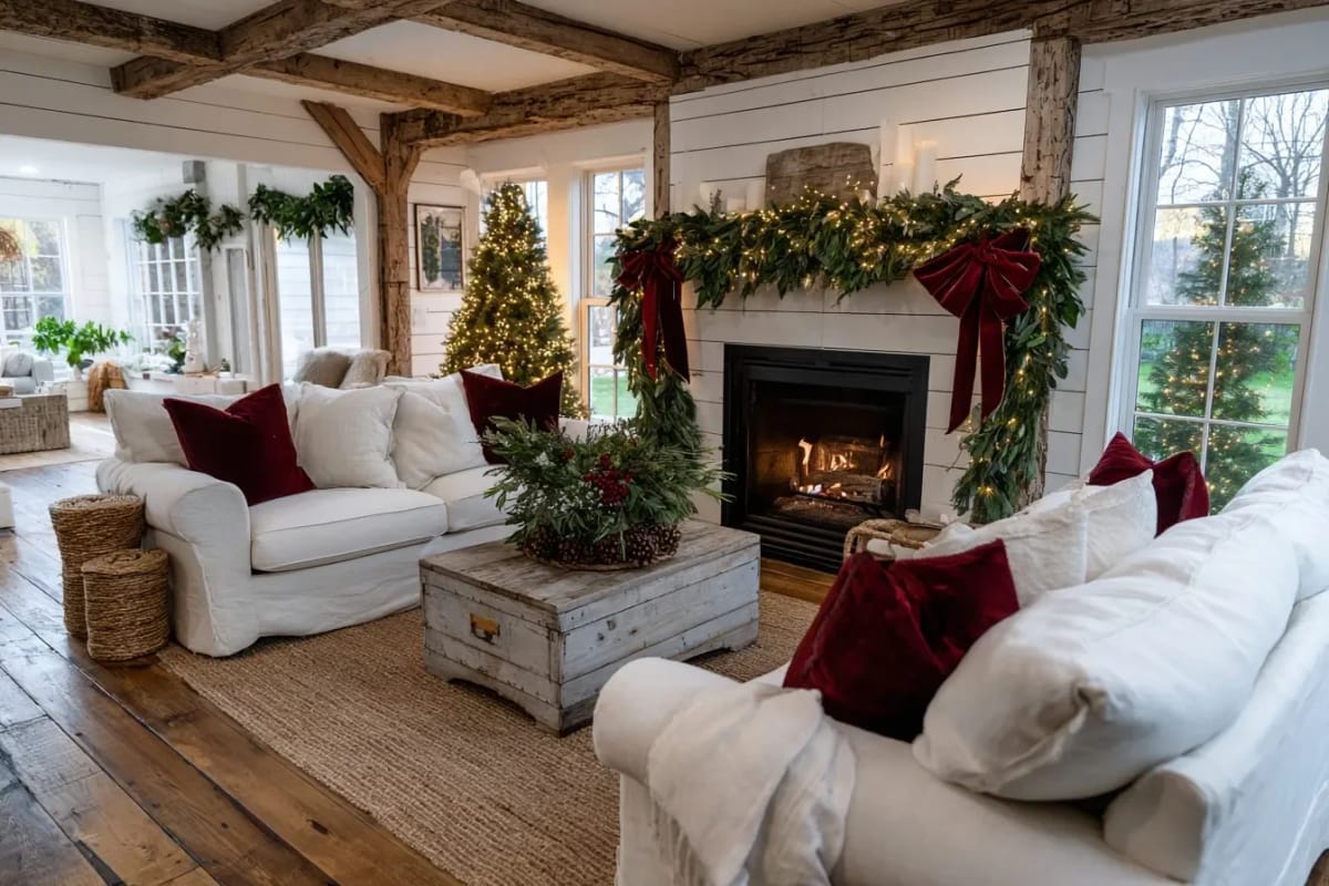 Modern Traditional Christmas Decor That Updates Red and Green 20 placement, scale, and the light you turn on 1
