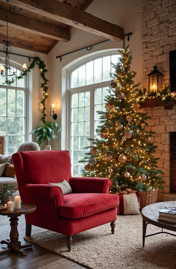 Modern Traditional Christmas Decor That Updates Red and Green 21 placement, scale, and the light you turn on 1